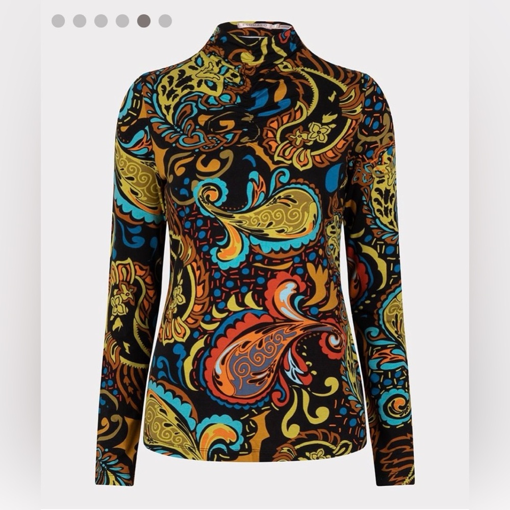 Bright Paisley Print Long Sleeve Top